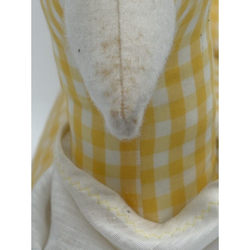 USA Vintage Cottagecore Stuffed Fabric Mother Goose Granny Lace Yellow Check‎ - Picture 6 of 11